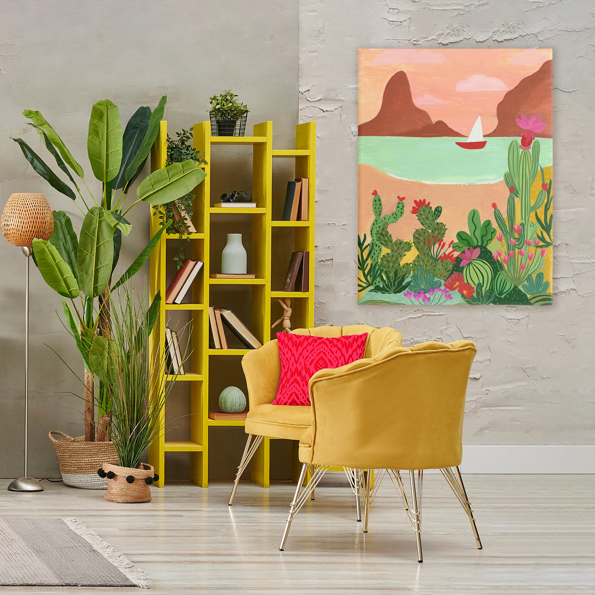 Desert Oasis Boat Canvas Wall Art, design by Nabeela Rumi