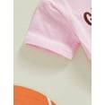 thumbnail image 7 of Suealasg 2Pcs Toddler Kids Girl Summer Outfits Cute Bow Football Print Short Sleeve Tops + Shorts Set Little Girl Casual Clothes 0-5 Years, 7 of 7