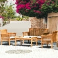 thumbnail image 2 of Costway 4 PCS Outdoor Acacia Wood Sofa Furniture Set Cushioned Chair Coffee Table Garden, 2 of 11