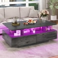 thumbnail image 1 of DEXTRUS LED Coffee Table with Storage, Modern Center Table with Drawers & Display Shelves for Living Room, Rustic Grey, 1 of 12