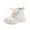 Beige, variant on Girls Glitter Ankle Combat Boots Lace Up Side Zipper PU Boots for Little Kid Outdoor Daily Wear
