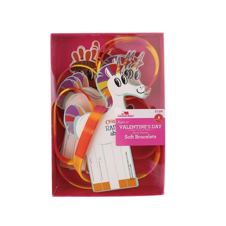 Way To Celebrate Valentine's Day Party Favors, Soft Bracelets, 8 Count