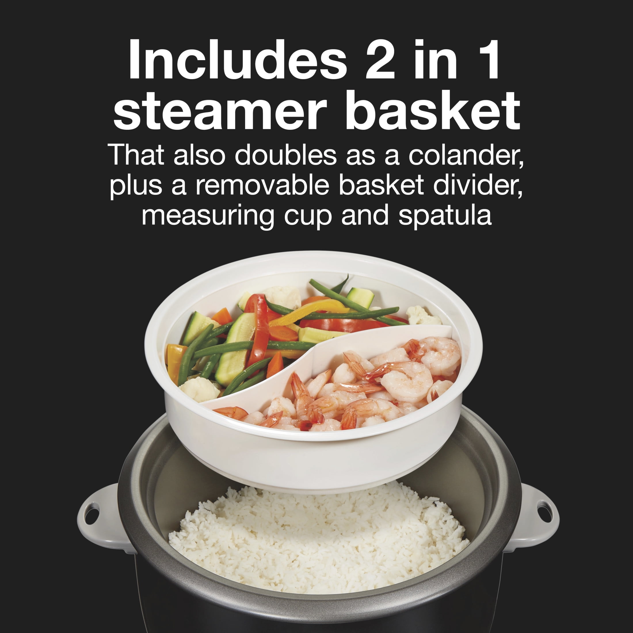 Proctor Silex 30 Cup Rice Cooker & Food Steamer with Steam & Rinse Basket, Black