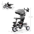 thumbnail image 3 of 6-In-1 Kids Baby Stroller Tricycle Detachable Learning Toy Bike w/ Canopy Gray, 3 of 7