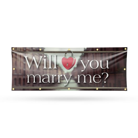 Will You Marry Me Banner Sign 48 Inch x 120 Inch | 13 oz Vinyl with Metal Grommets | Heavy-Duty Single-Sided Outdoor Durable Printed High-Quality Weatherproof | Made in the USA