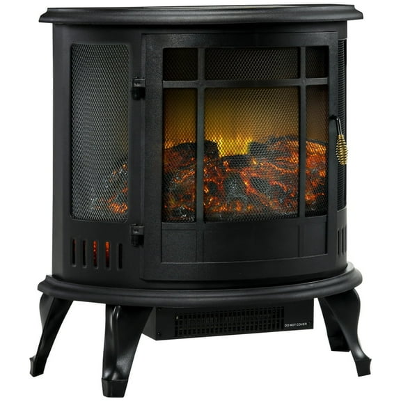 JP OUTDOOR 22" Electric Fireplace Stove, Freestanding Electric Fireplace Heater with Realistic LED Flame, Adjustable Temperature, 1500W, Black