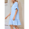 thumbnail image 6 of Women'S Summer Button Down Shirt Dress Casual Ruffle Sleeve Shift Mini Dresses with Pockets Light Blue XXL, 6 of 7