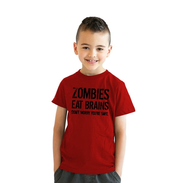 Total barmhjertighed igennem Youth Zombies Eat Brains Shirt Funny T Shirt Living Dead Halloween Outbreak  Tee (Heather Red) - M - Walmart.com