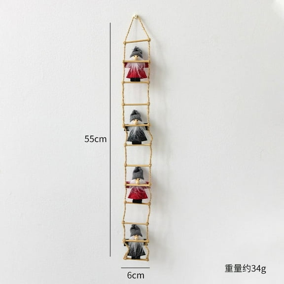 LanSuare Christmas Gnome Hanging Ornaments, Gnome Climbing Ladder Fireplace Decoration Pendant, Suitable for Courtyard, Lawn, Window, Outdoor Hanging Decoration