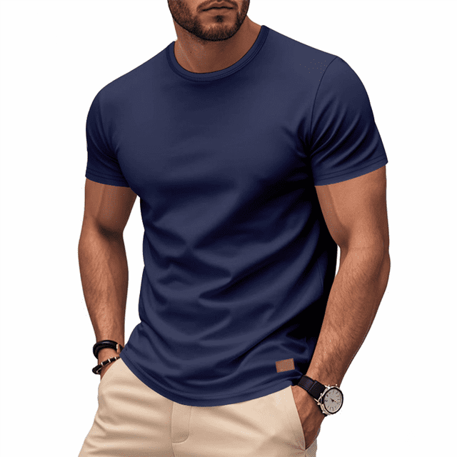 Camiseta de Viscosa de Bambú para Hombre, Ultra Suave, , Refrescante, Cuello Redondo, Informal, Básica Azul Marino XL