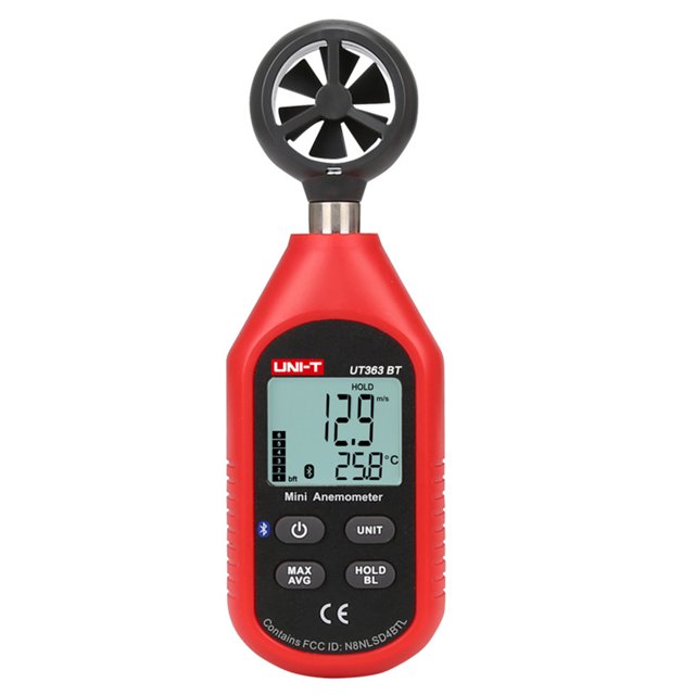 Monstrate Electrónica del anemómetro de velocidad del viento Uni T con pantalla LCD y anemómetro de alta velocidad con retención de datos