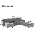 thumbnail image 4 of HONBAY Canapé Sectionnel Modulaire Réversible Moderne en Forme de U avec Méridienne, Gris, 4 of 7