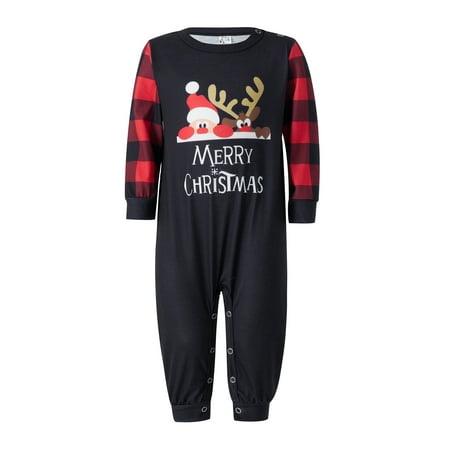 

Vera Natura Christmas Family Matching Pajamas Set Long Sleeve Letters Print T-shirt with Plaid Pants