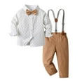 thumbnail image 2 of Kureaily Boys Outfits & Sets 2 10 Years Formal Casual Long Sleeve Shirt Suspenders Bow Tie 3 Piece Set For Toddler Kids Summer Wear Elastic Comfortable Daily Outfit 4-5 Years, 2 of 5