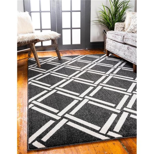 Unique Loom 3116194 7 x 10 ft. Detroit Trellis Rectangular Rug, Black