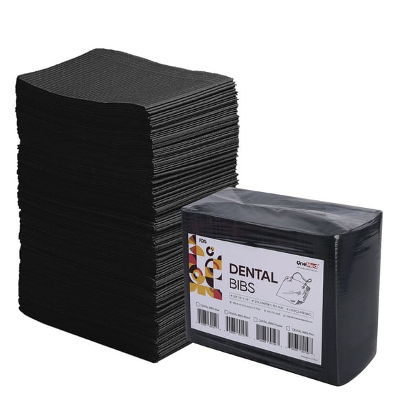 OneMed Disposable Dental Bibs Patient Bibs for Dental Tattoo Piercing Surgical Medical 3-Ply Waterproof Black 13"x18" 500pcs/4Bags