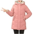 thumbnail image 3 of YOIAVAIOY Women Long Puffer Jacket Thickened Quilted Jackets Windproof Warm Down Coats with Pockets Pink L, 3 of 8