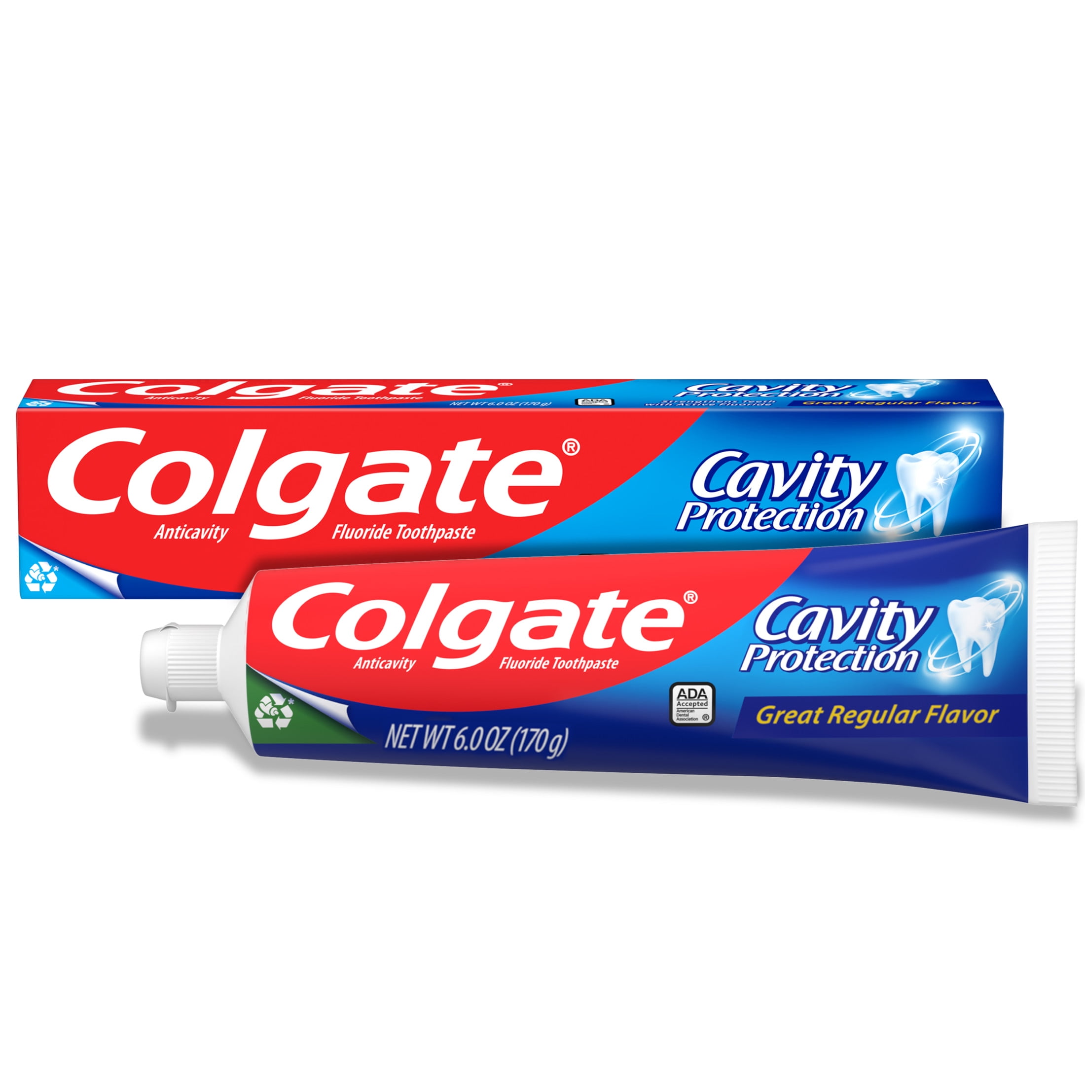 (2 pack) Colgate Cavity Protection Fluoride Toothpaste, Great Regular Mint Flavor, 6 oz