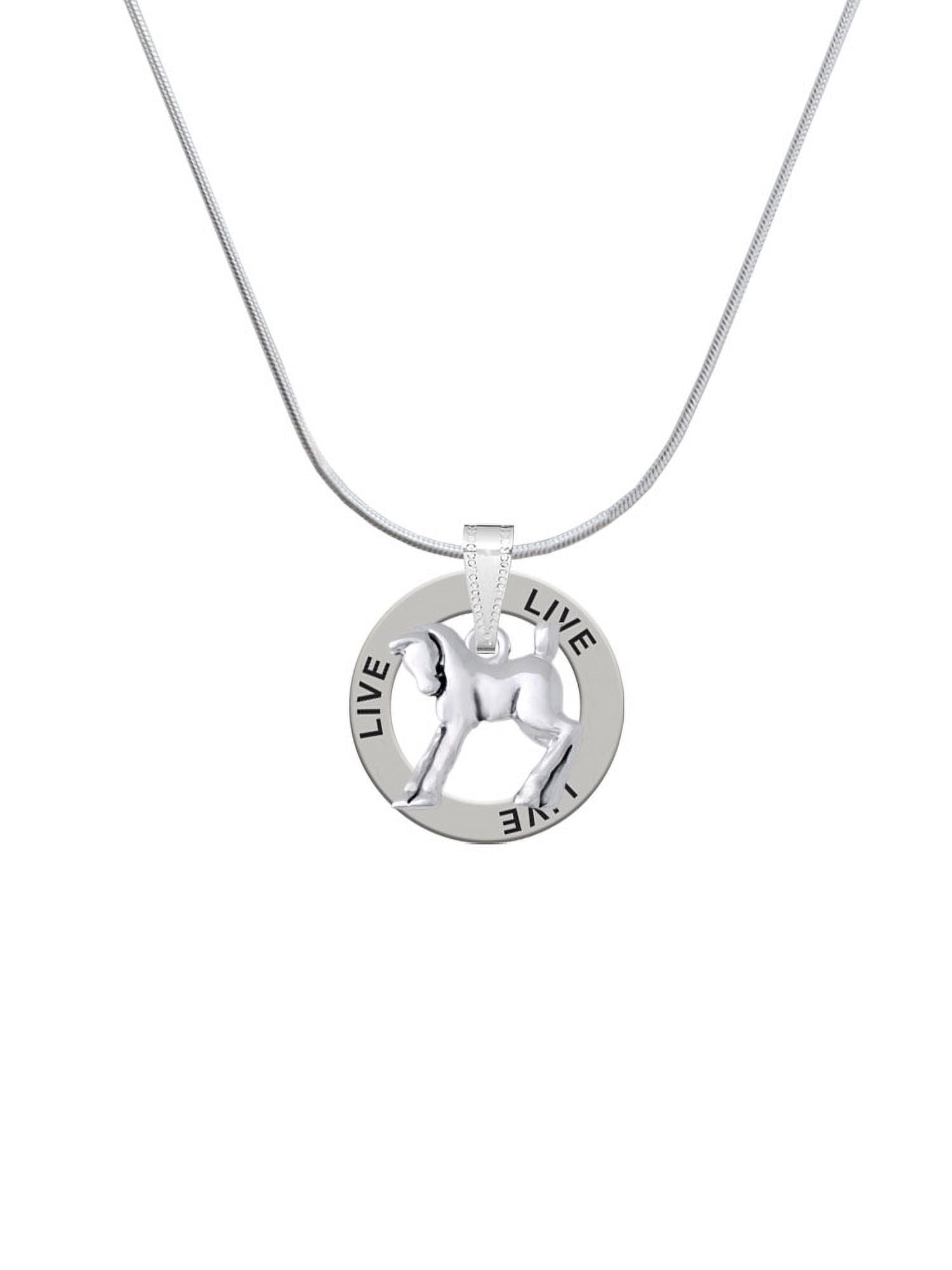 Delight Jewelry Silvertone Equestrian Horse Live Ring Charm Necklace, 18"