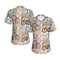 thumbnail image 3 of Goofa Travel Stamp Pattern Women's Slim-Fit Short-Sleeve V-Neck T-Shirt,Classic-Fit Short-Sleeve V-Neck T-Shirt-Large, 3 of 5