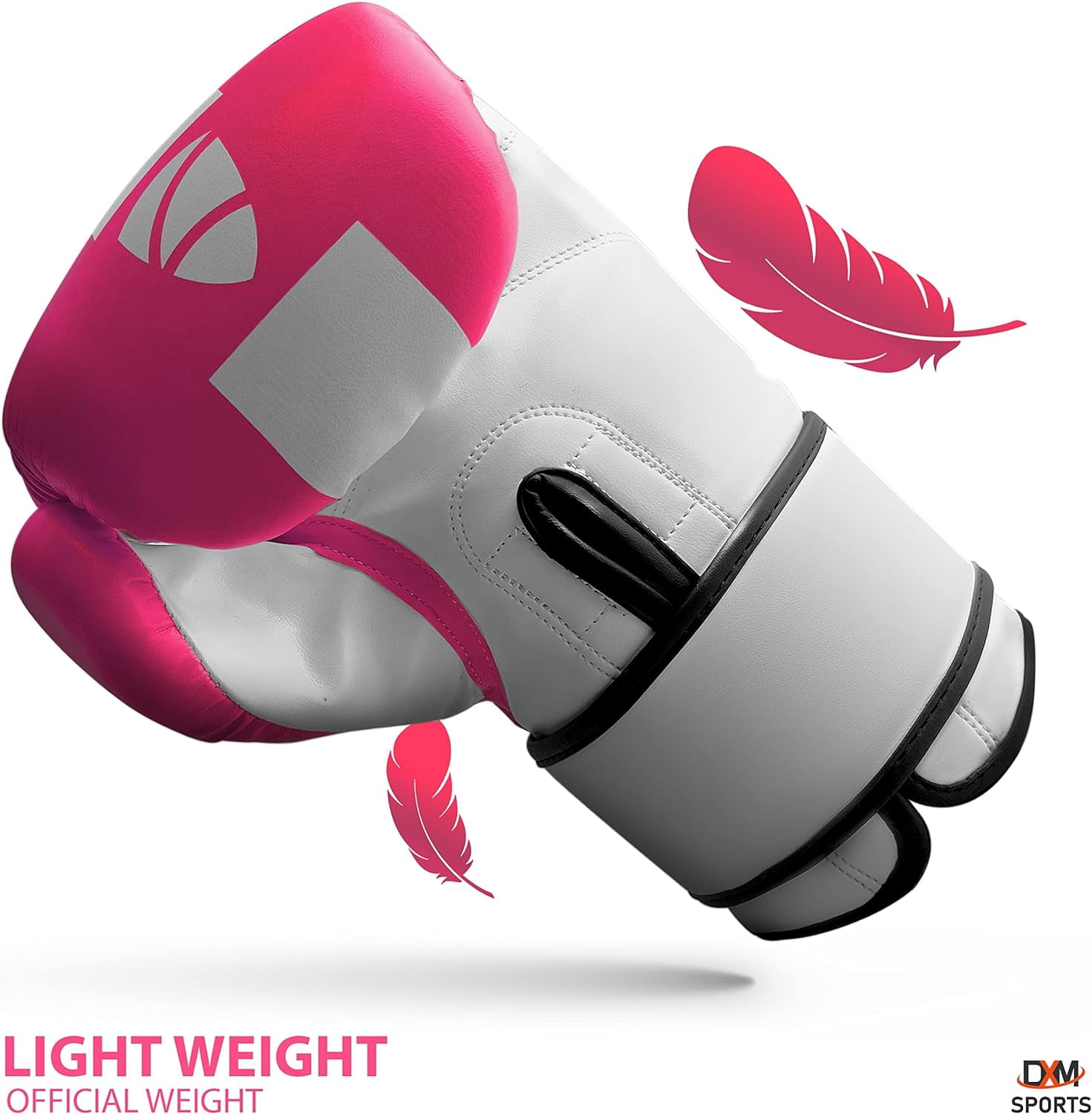 DXM SPORTS Boxing Gloves for Men & Women - Pink & White, 10oz