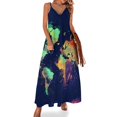 thumbnail image 1 of Vestido con mapa del Viejo Mundo, vestido largo moderno con mapa antiguo, cuello en V, estilo bohemio, para playa, tirantes, moda urbana, vestidos de gran tamaño, 1 of 7