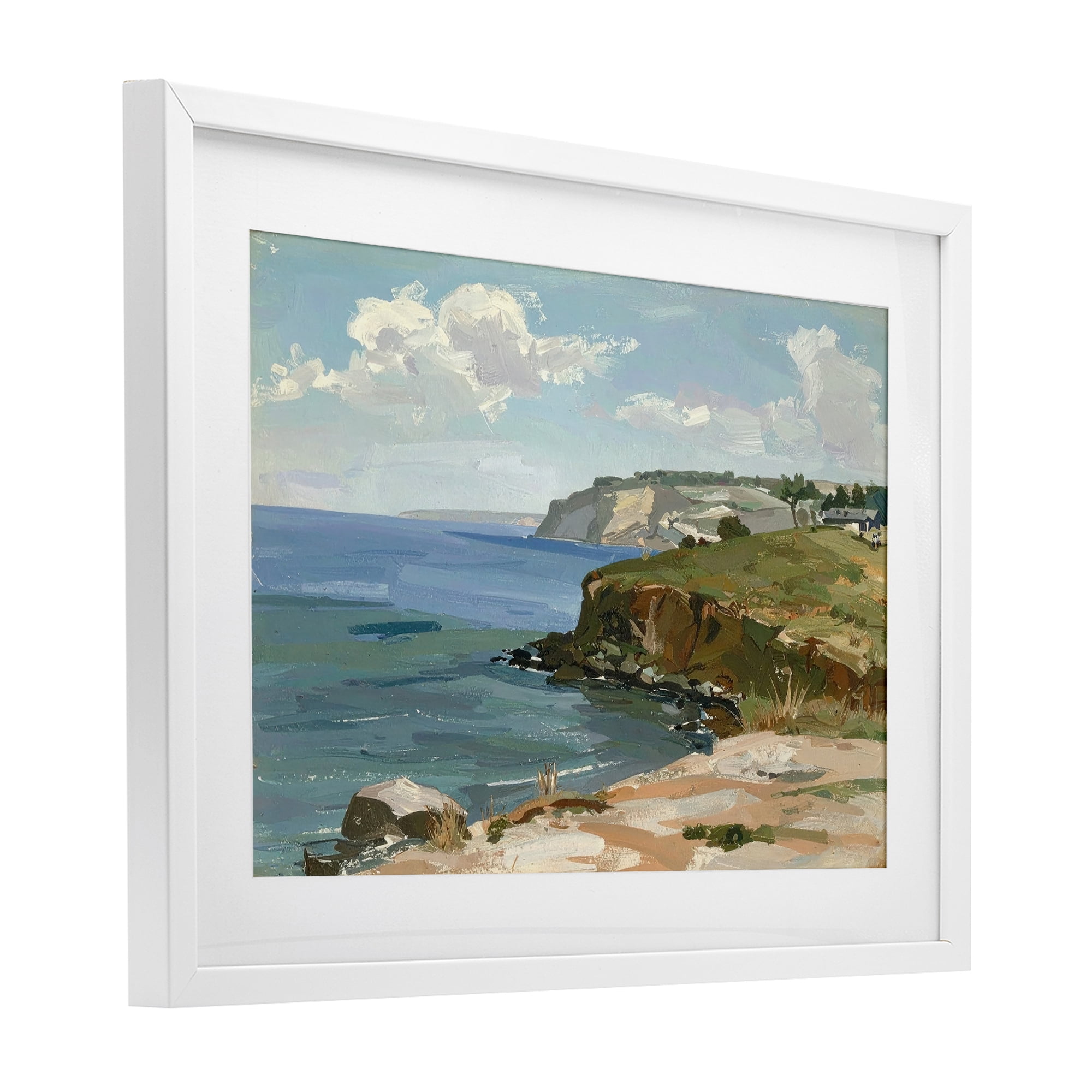 Stupell Industries Along The Shore Scenery White Framed Print Under Glass, design by Alonza Saunders