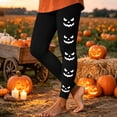 thumbnail image 4 of Yeaiivve Women's Halloween Leggings Pumpkin Face Graphic Skinny Pants Seamless Stretchy High Waist Yoga Pant Buttery Soft Milk Silk Workout Bottoms XL, 4 of 7