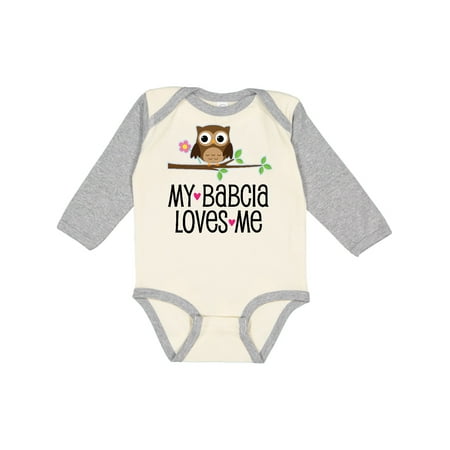 

Inktastic My Babcia Loves Me Girls Owl Gift Baby Girl Long Sleeve Bodysuit