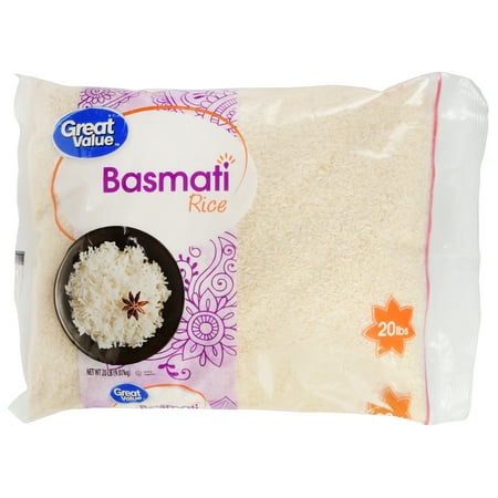 - Great Value Basmati Rice, 20 Lb - $0.98/lb