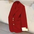 thumbnail image 2 of VSSSJ Women's Casual Long Sleeve Blazer Jacket Fashion Solid Color Notch Lapel Button Elegant Office Professional Work Suit Coat Red L, 2 of 4
