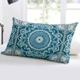 thumbnail image 5 of Teal Boho Throw Pillow Cover 16 x 24 Inch Decorative Pillow Cover Ethnic Chic Rustic Abstract Floral Aesthetic Lumbar Pillowcase Seasonal Rectangle Cushion Case for Couch Sofa Bed Living Room, 5 of 7