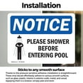 thumbnail image 3 of (2 Pack) Please Shower Before Entering Pool OSHA Notice Sign 7 Inch X 5 Inch Vinyl Label Decal Sticker Weather Resistant, UV Protected for Workplace, Business, and Construction Site,, 3 of 7