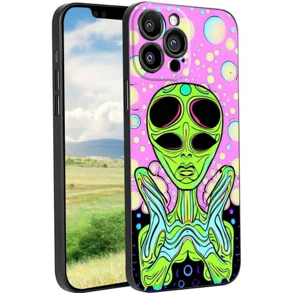 Compatible with iPhone 13 Pro Phone Case, Psychedelic-Trippy-Alien-Art-Visuals-Colours14 Case Men Women, Flexible Silicone Shockproof Case for iPhone 13 Pro