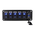thumbnail image 1 of jinwen Rocker Switch Panel 4.2A Double USB Charger Voltmeter for Car Boat Marine 6 Gang, 1 of 9