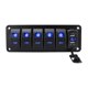 thumbnail image 1 of Panel de interruptores basculantes de 4,2 A con cargador USB doble, voltímetro de aluminio de alta resistencia para vehículos 6 pandillas, 1 of 8