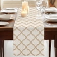 thumbnail image 3 of Table Runners 72 Inches Long Dress Scarves, Beige Moroccan Farmhouse Kitchen/Dining Table Runner, Coffee Tablerunners, Morocco Geometric Quatrefoil Lattice 16x72 Inch, 3 of 9