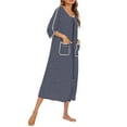 thumbnail image 3 of Douhoow Women Robe Dressing Gowns Long Sleeve Stripes Nightwear Zip Up Bathrobe Sleepwear, 3 of 6