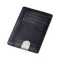 thumbnail image 1 of Cartera minimalista delgada con RFID para tarjetas de crédito, protector de bolsillo frontal, paquete antirrobo, monedero (negro), 1 of 7