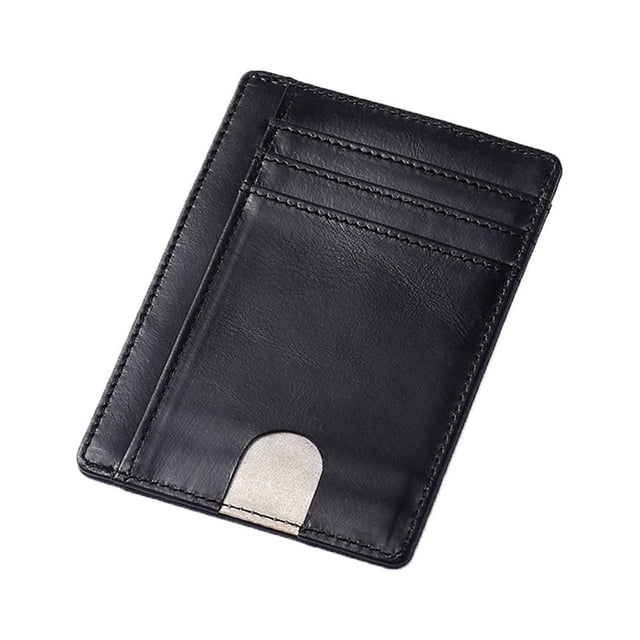 Cartera minimalista delgada con RFID para tarjetas de crédito, protector de bolsillo frontal, paquete antirrobo, monedero (negro)