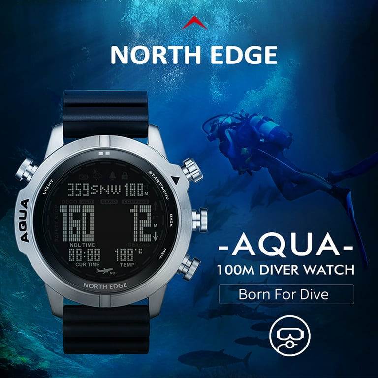 Eccomum Men Sports Digital Analog Watch Diving Watch Steel Business Wrist Watch Altimeter Compass 200m Waterproof