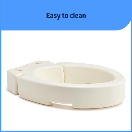 Medline Elongated Toilet Seat Riser for Seniors, Hinged, Fits Most Toilets, 400 lb Weight Capacity, White