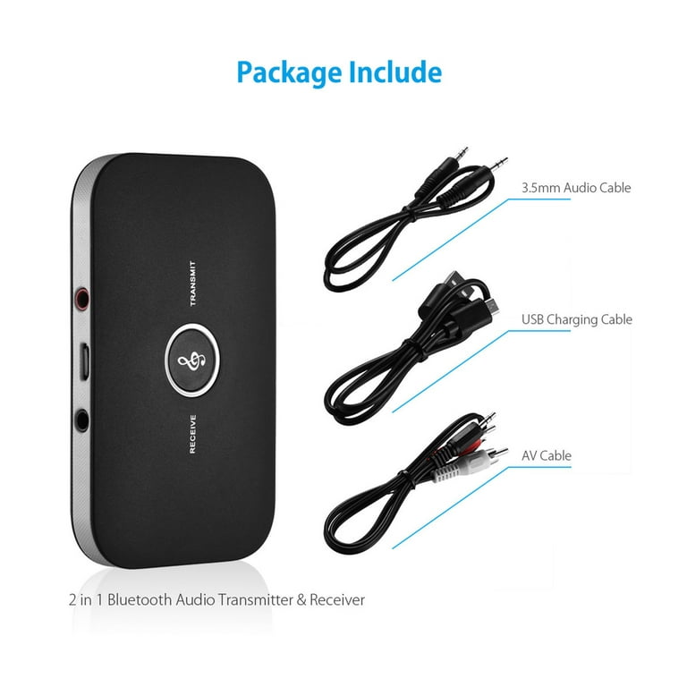 Wireless Bluetooth Transmitter & Receiver Stereo Audio Adapter Car Kit for  Headphones,TV,Computer, MP3/MP4, iPhone 