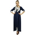 thumbnail image 6 of Bimba Asymmetrical Hem Blue Rayon Kurta With Scarf Designer Kurti Clothing - 8, 6 of 8