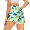 thumbnail image 3 of Bixox Women's Cute Dinosaur Blue Green pattern 2 in 1 Running Shorts - Lightweight Athletic Workout Gym Yoga Shorts Liner with Pockets - Small, 3 of 7