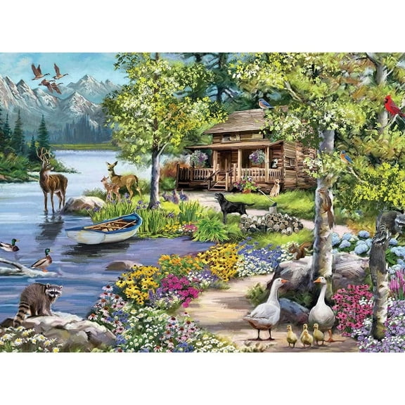 Bits and Pieces 300 Piece Jigsaw Puzzle for Adults “Cabin by The Lake” by The Macneil Studio 18"x24"