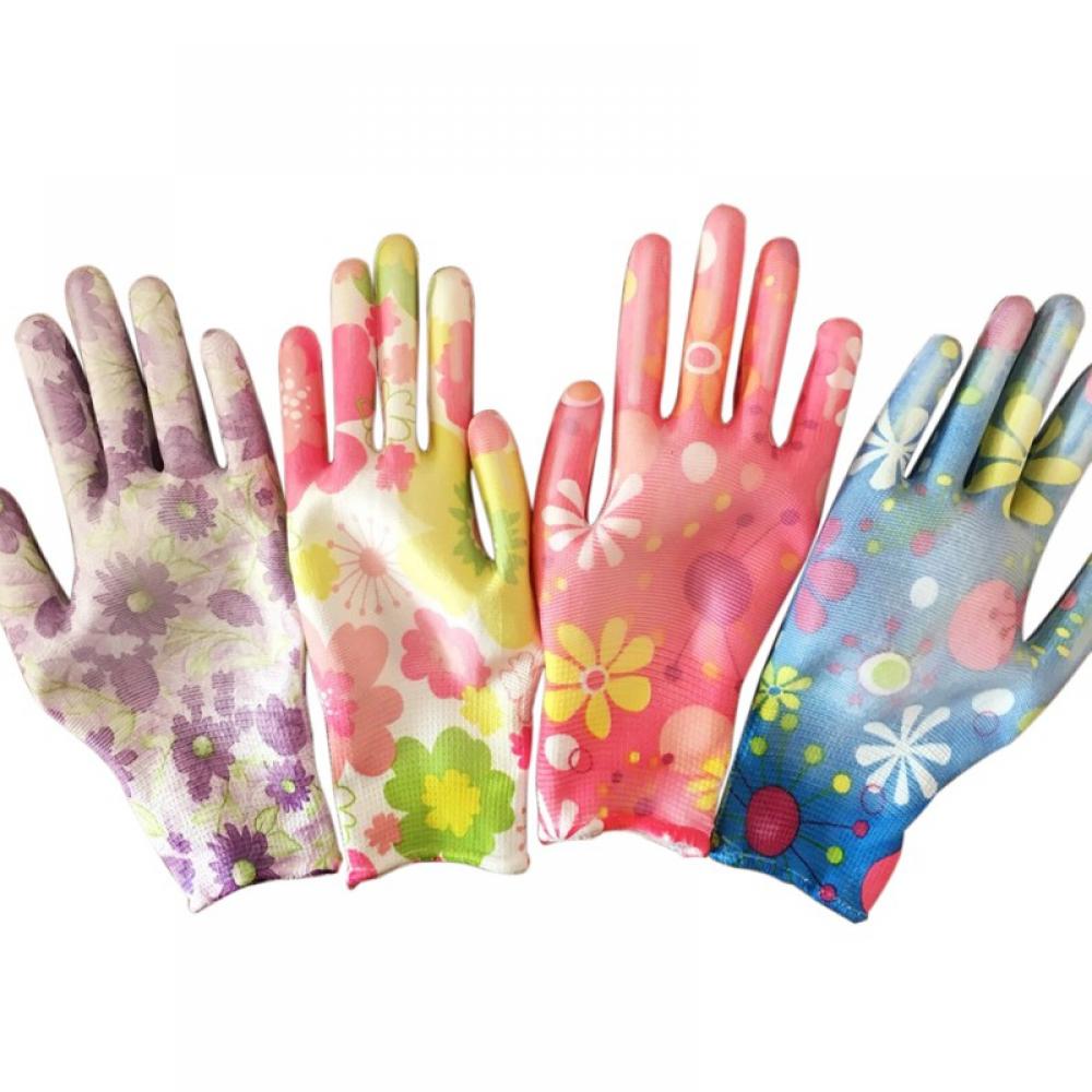 Gardening Gloves for Women, 4 Pairs Breathable Rubber Coated Garden