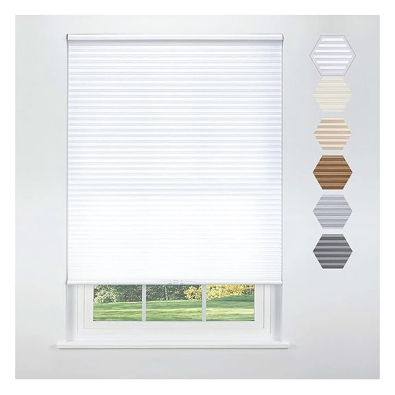 Cordless Cellular Light Filtering Shade 23 W x 66 H, White (Arrives 1/4" Narrower)