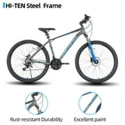 Hiland Aluminum Mountain Bike 21 Speeds MTB,Lock-Out Suspension Fork,27.5 inch Wheel,Mens Mountain Bike Bicycle, Gray&Blue