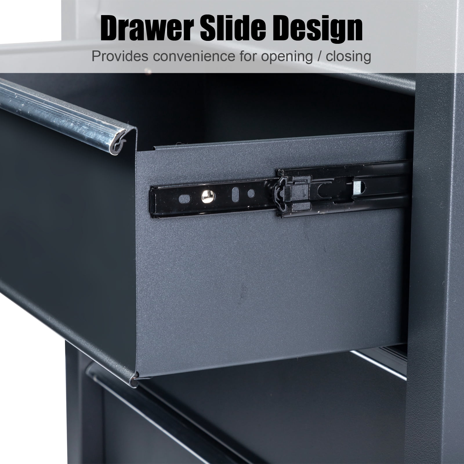 Seizeen 4-Drawer Rolling Tool Box, Garage Tool Chest Large Capacity, Lockable Tool Cart Organizer on Wheels with Sliding Drawers, Black